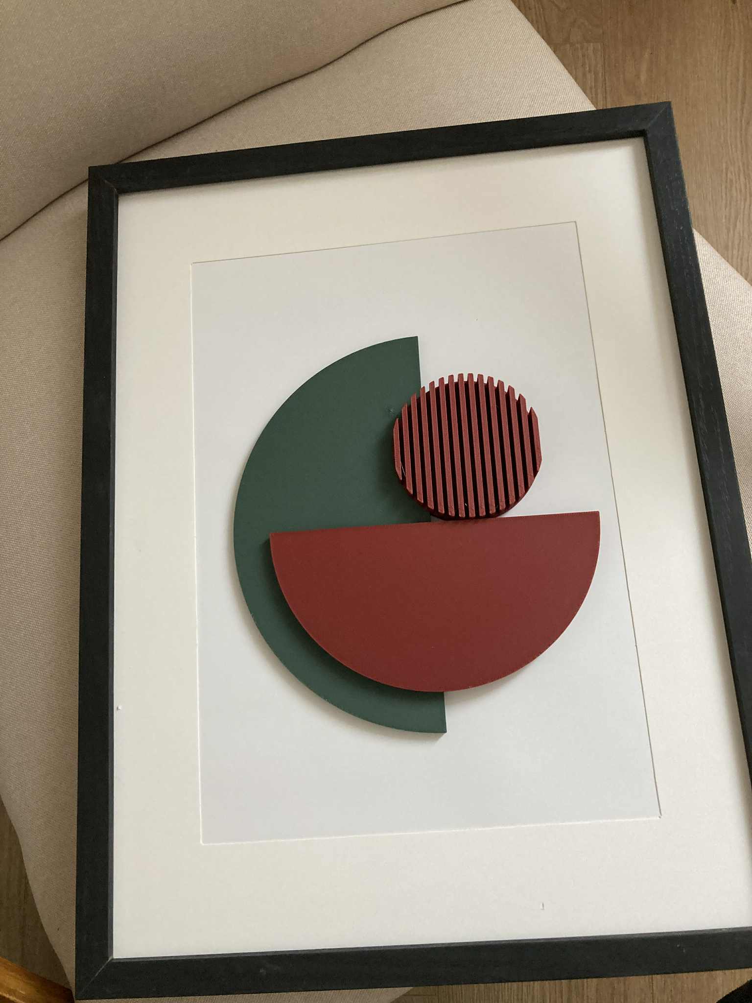 3D abstraktný obraz na stenu 30×40 cm | Geometrická dekorácia, ručne vyrobená, rámovaná – minimalistický štýl