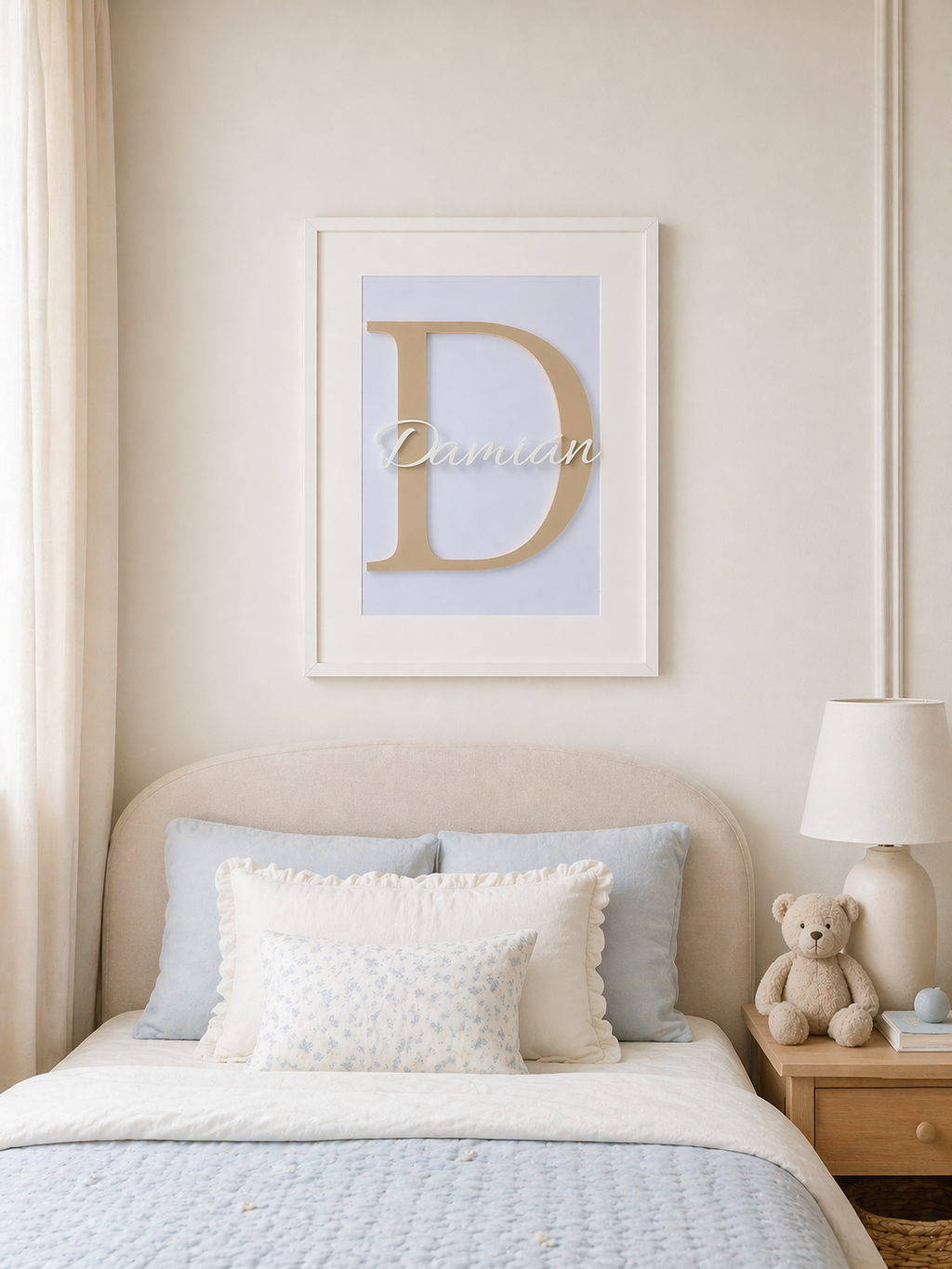 Originálny 3D obraz s iniciálou a menom – personalizovaný darček 30×40 cm