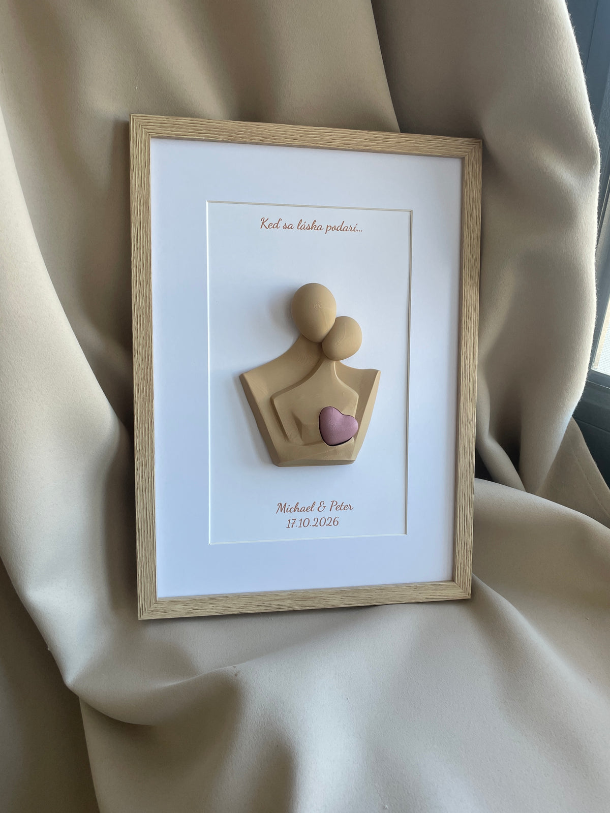Personalizovaný 3D obraz so srdiečkom | Darček na svadbu, výročie, Valentína | 21×30 cm