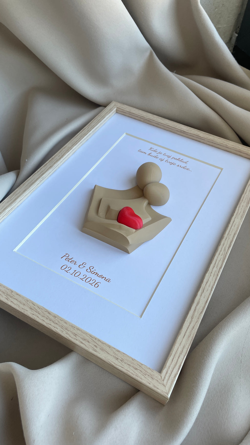 Personalizovaný 3D obraz so srdiečkom | Darček na svadbu, výročie, Valentína | 21×30 cm
