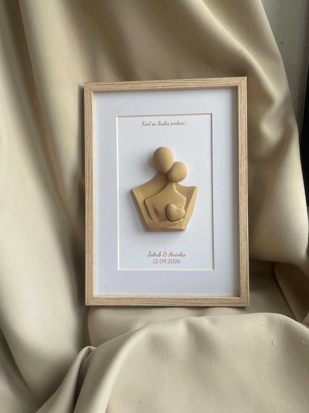 Personalizovaný 3D obraz so srdiečkom | Darček na svadbu, výročie, Valentína | 21×30 cm