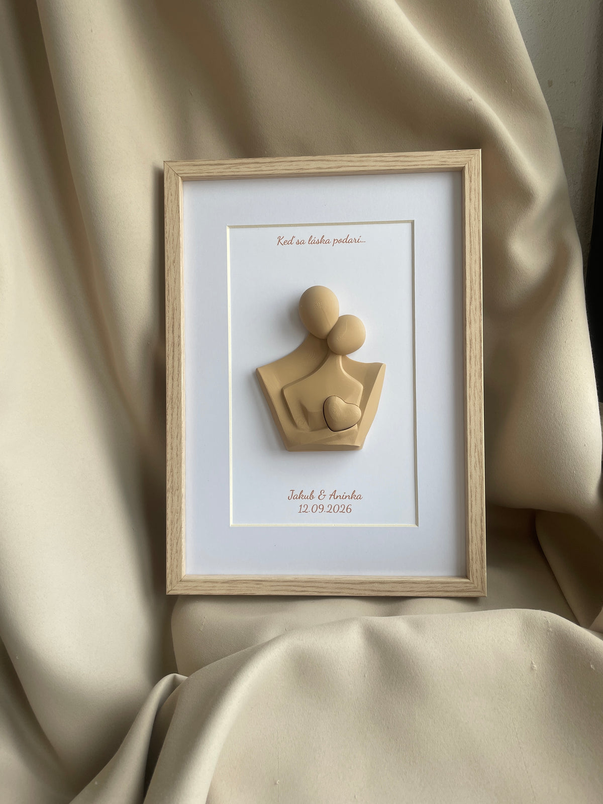 Personalizovaný 3D obraz so srdiečkom | Darček na svadbu, výročie, Valentína | 21×30 cm