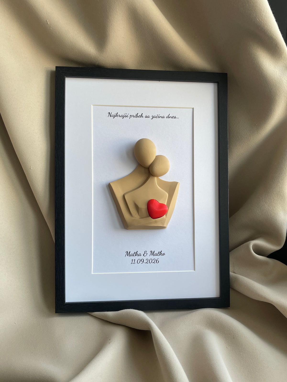 Personalizovaný 3D obraz so srdiečkom | Darček na svadbu, výročie, Valentína | 21×30 cm