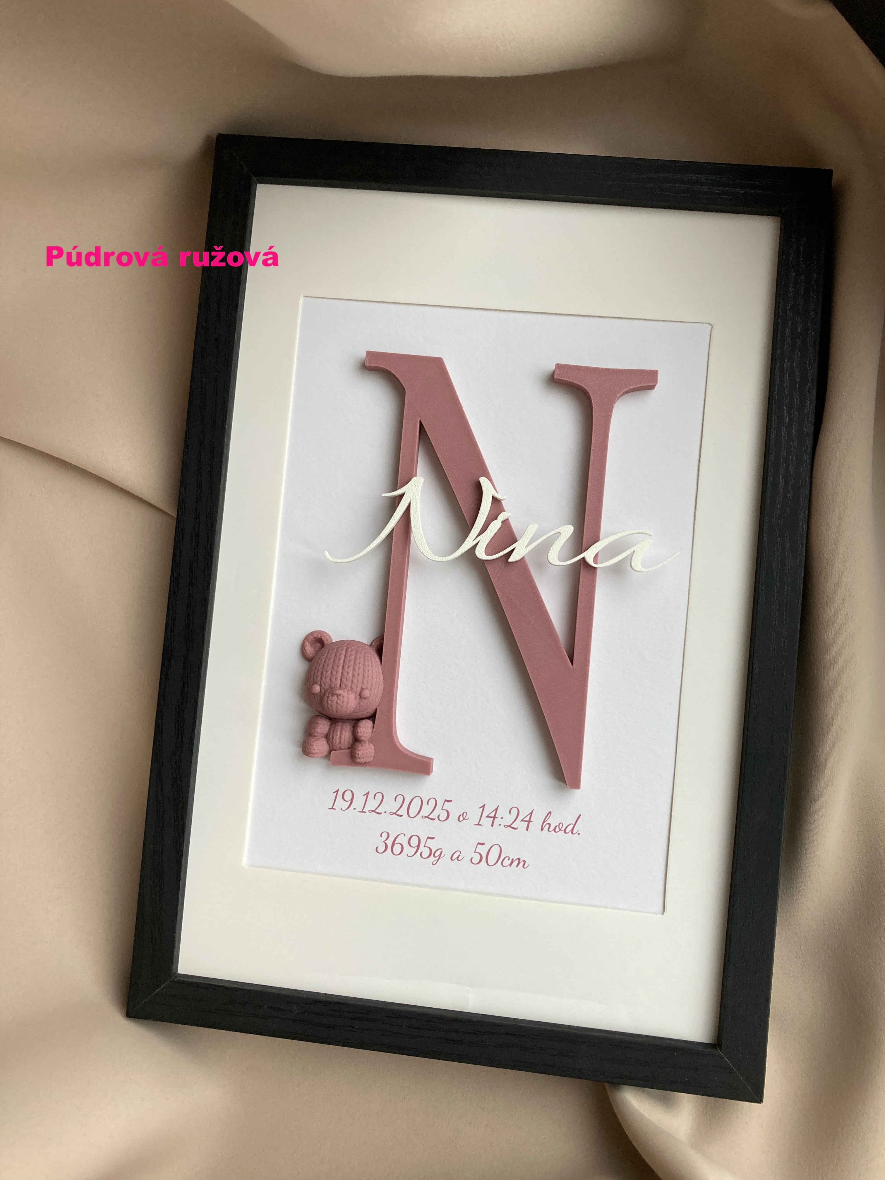 Personalizovaný obraz s menom bábätka – ideálny darček k narodeniu alebo na krstiny, 20 × 30 cm