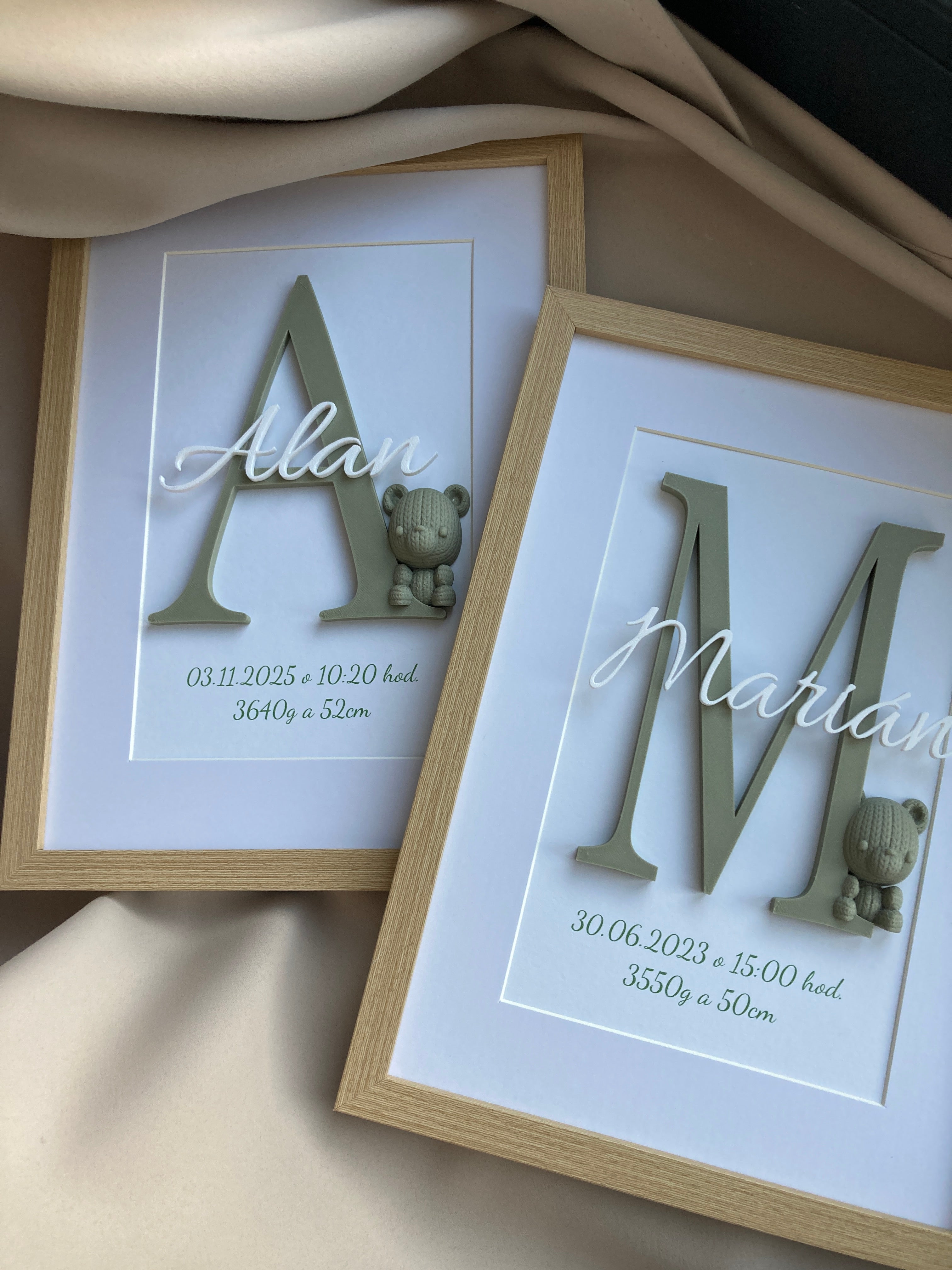 Personalizovaný obraz s menom bábätka – ideálny darček k narodeniu alebo na krstiny, 20 × 30 cm