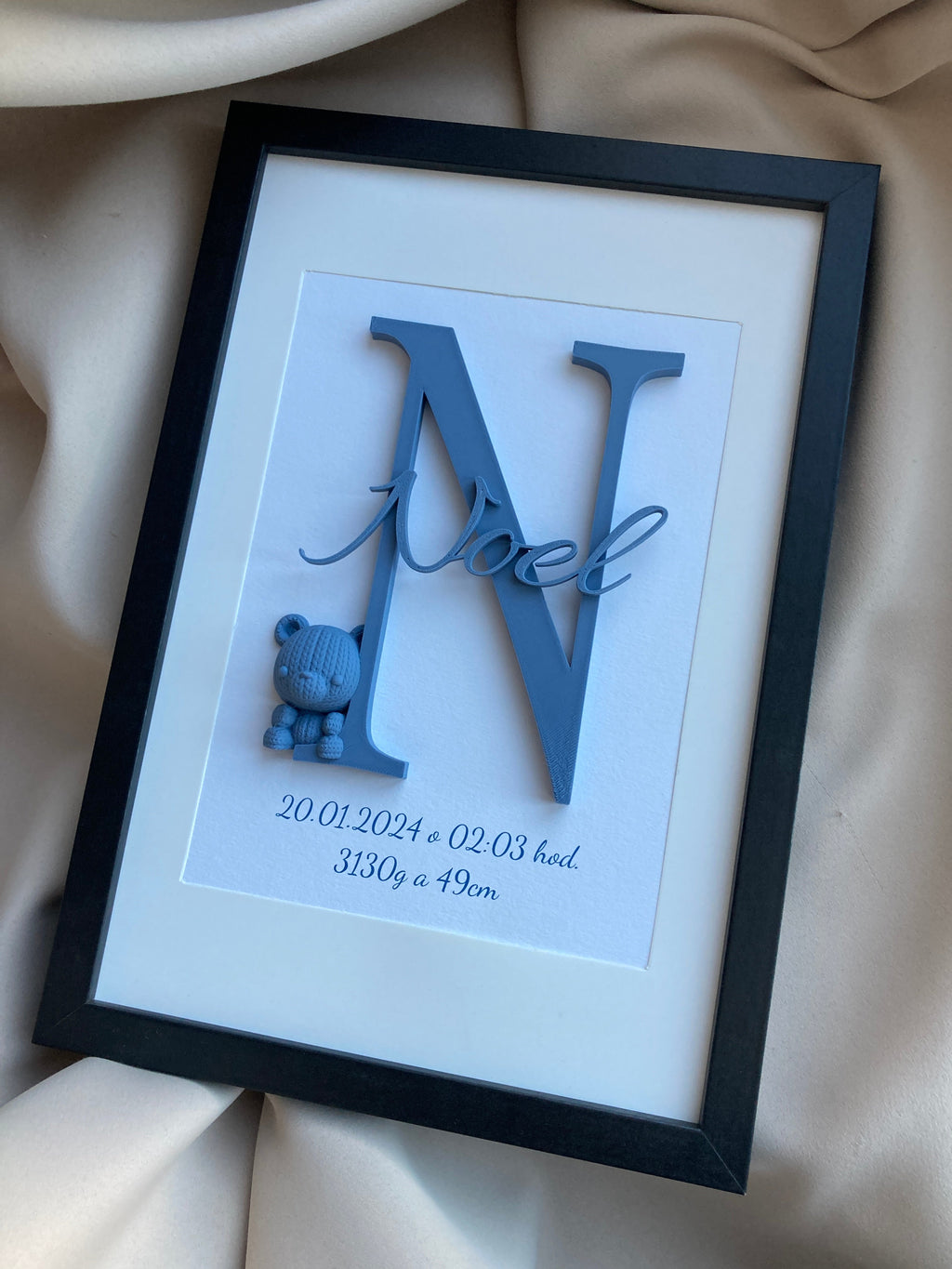 Personalizovaný obraz s menom bábätka – ideálny darček k narodeniu alebo na krstiny, 20 × 30 cm