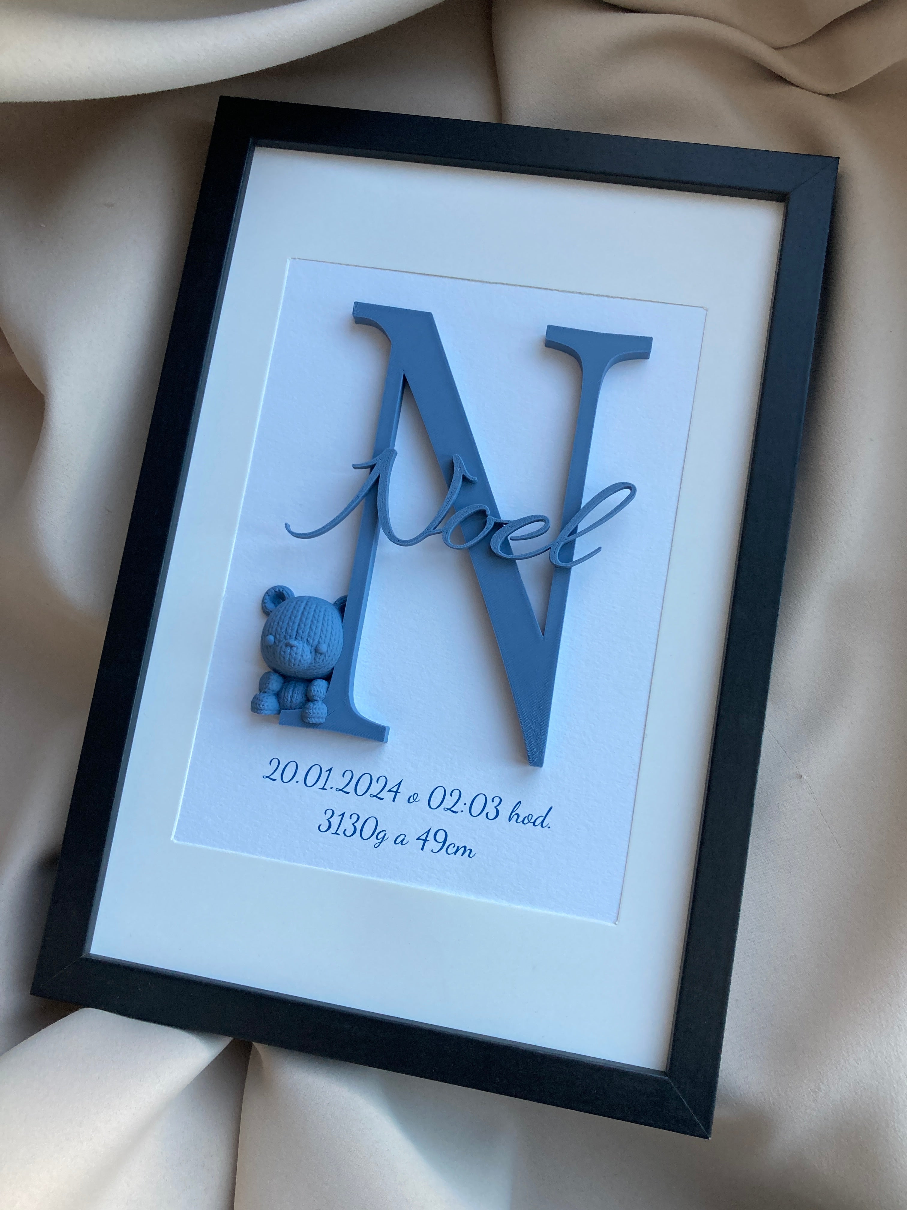 Personalizovaný obraz s menom bábätka – ideálny darček k narodeniu alebo na krstiny, 20 × 30 cm