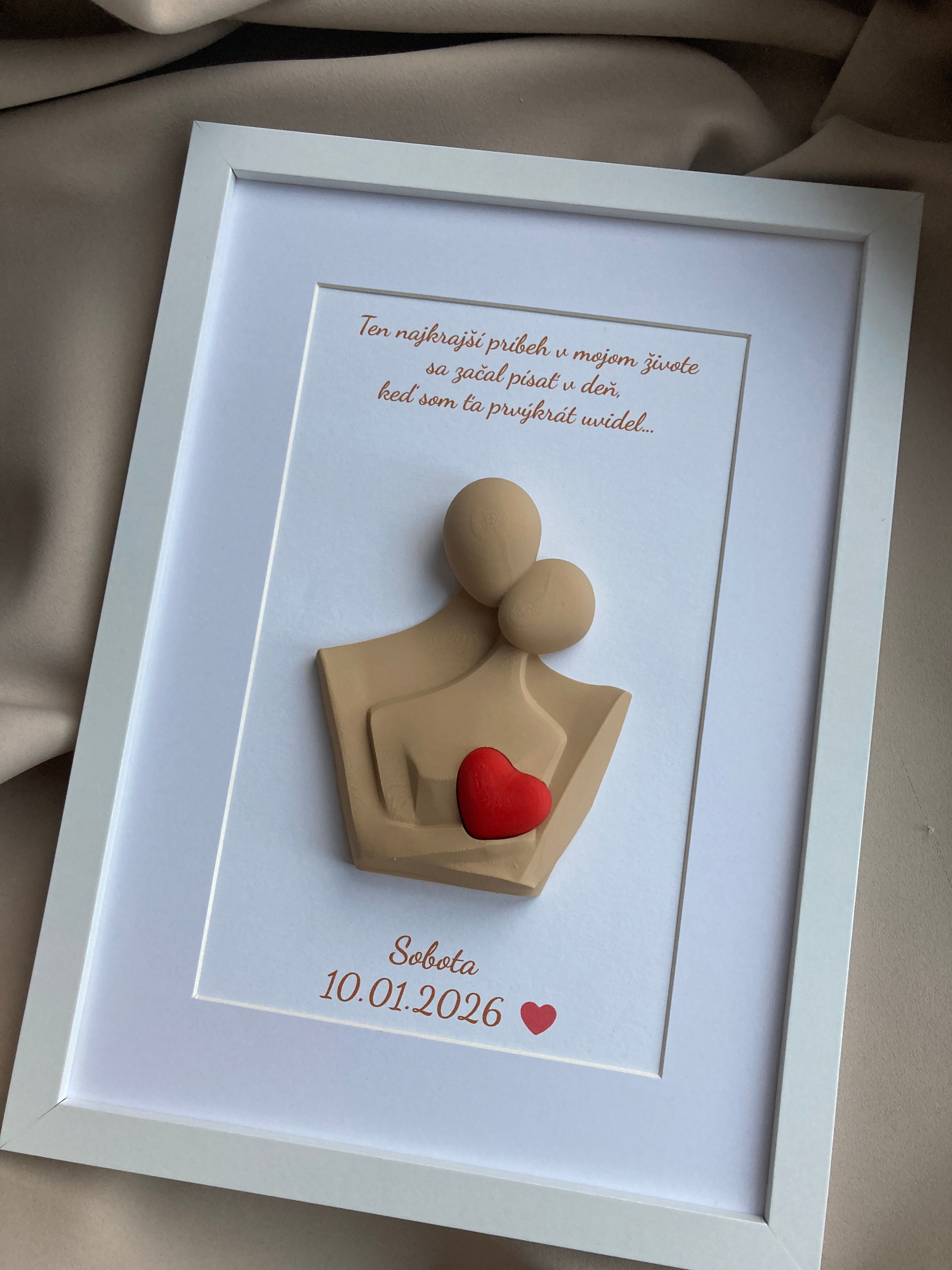 Personalizovaný 3D obraz so srdiečkom | Darček na svadbu, výročie, Valentína | 21×30 cm