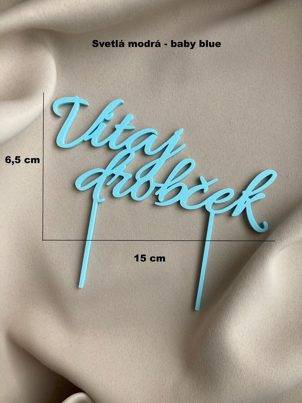 Zápichy na tortu Vitaj drobček – kočík, nápis, nožičky | 3D-Art.sk