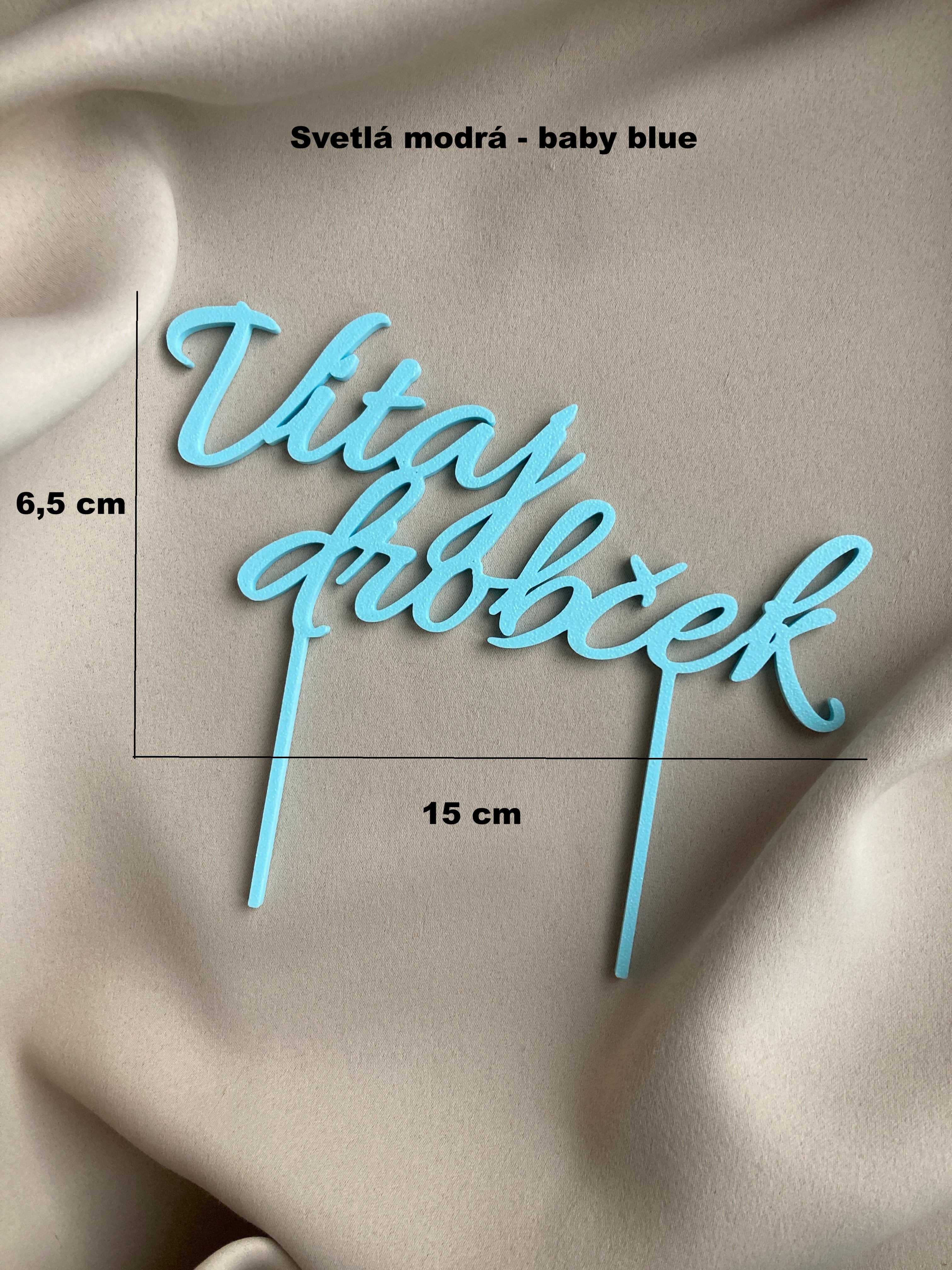 Zápichy na tortu Vitaj drobček – kočík, nápis, nožičky | 3D-Art.sk