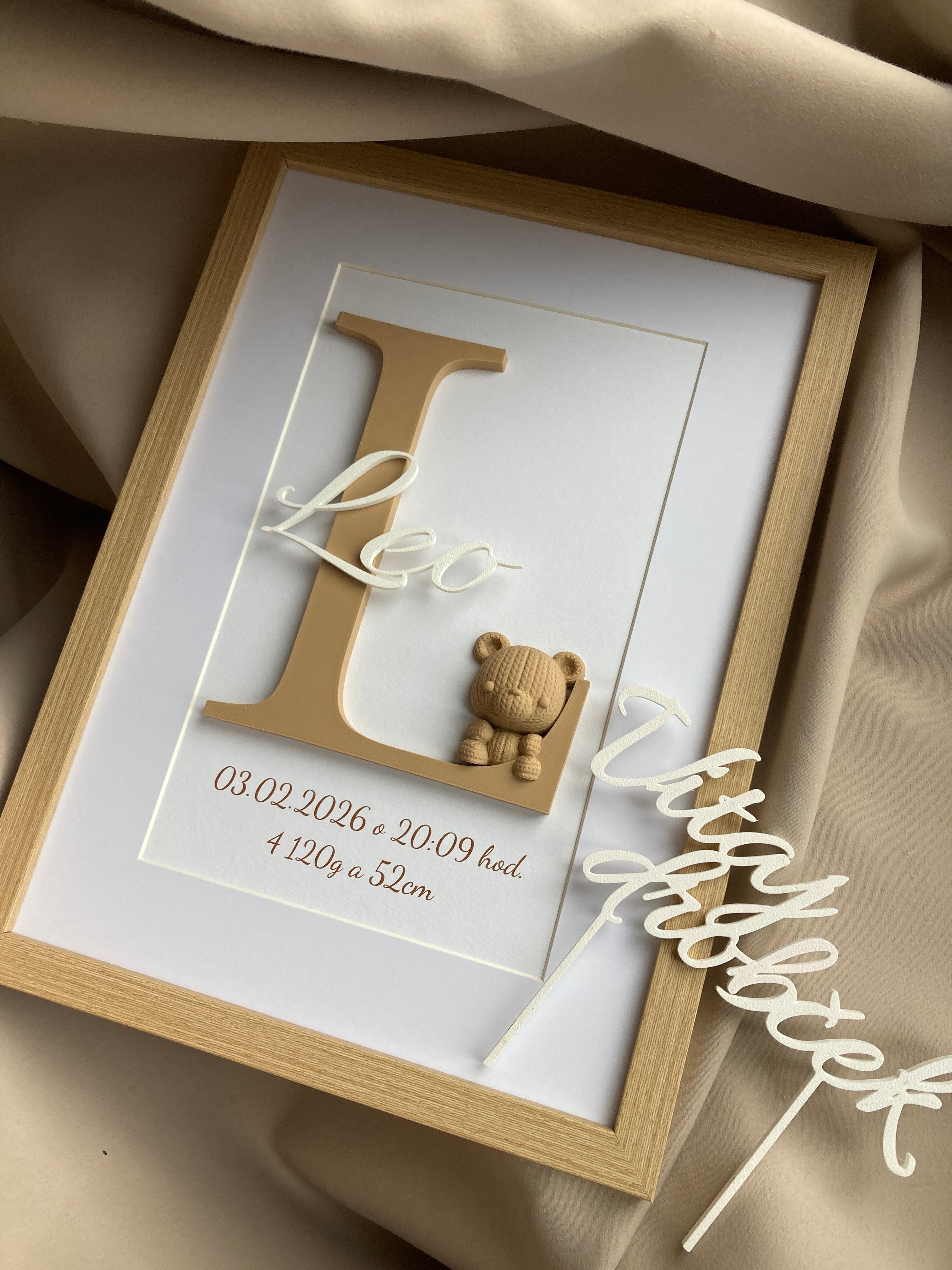 Personalizovaný obraz s menom bábätka – ideálny darček k narodeniu alebo na krstiny, 20 × 30 cm