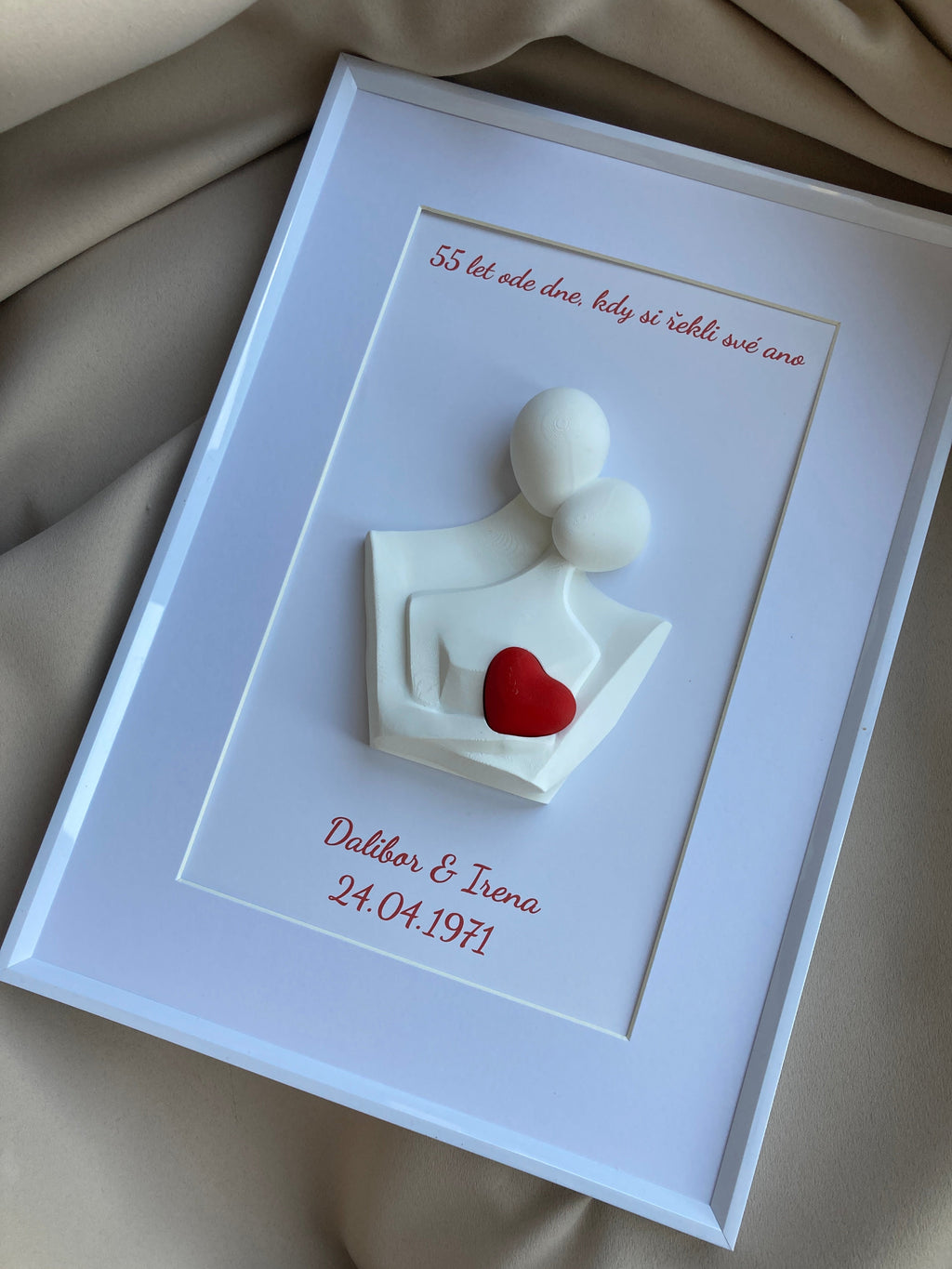Personalizovaný 3D obraz so srdiečkom | Darček na svadbu, výročie, Valentína | 21×30 cm