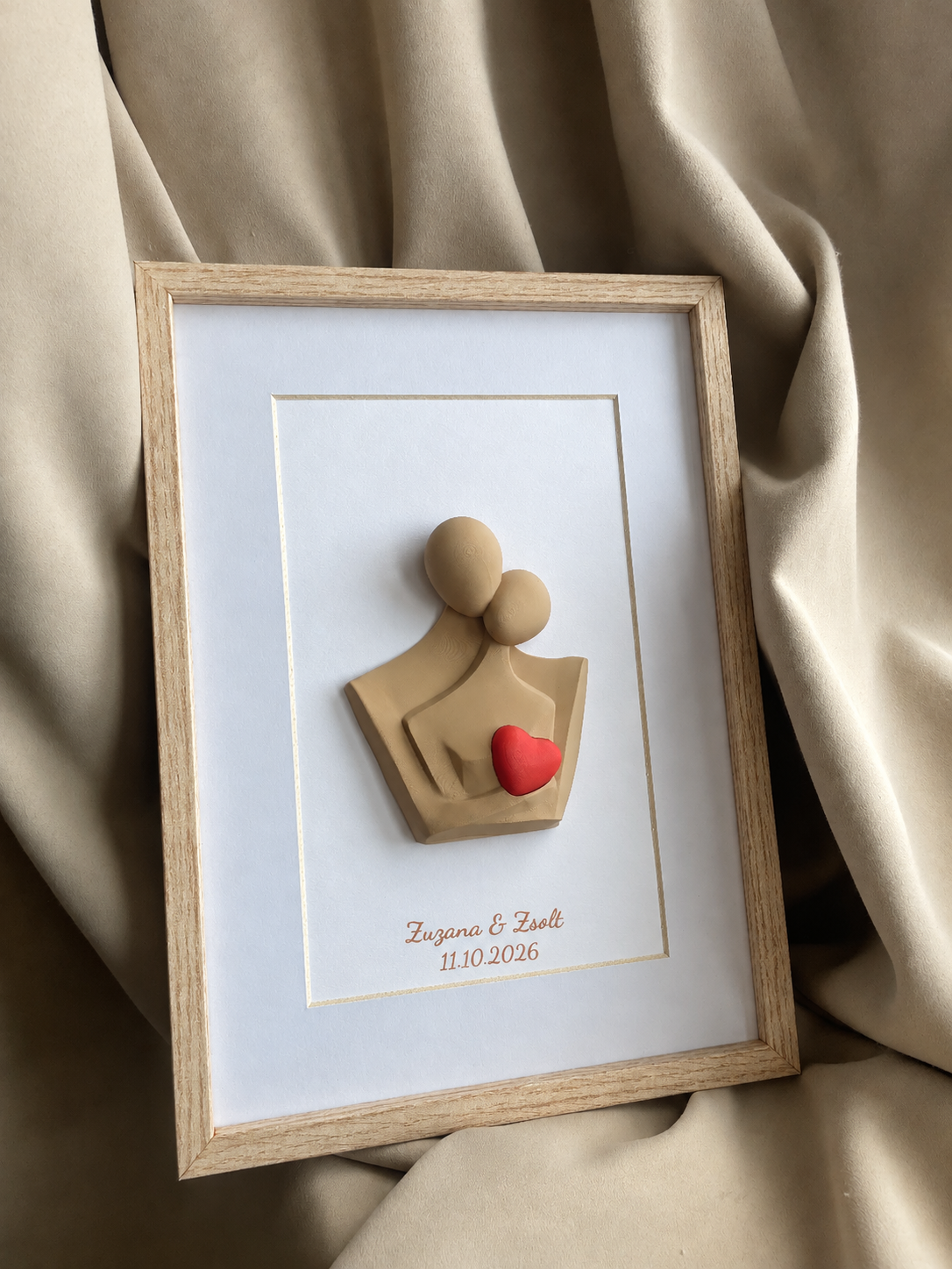 Personalizovaný 3D obraz so srdiečkom | Darček na svadbu, výročie, Valentína | 21×30 cm