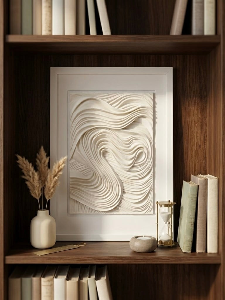 Moderný 3D abstraktný obraz – vlny, dekorácia na stenu 20 × 30 cm