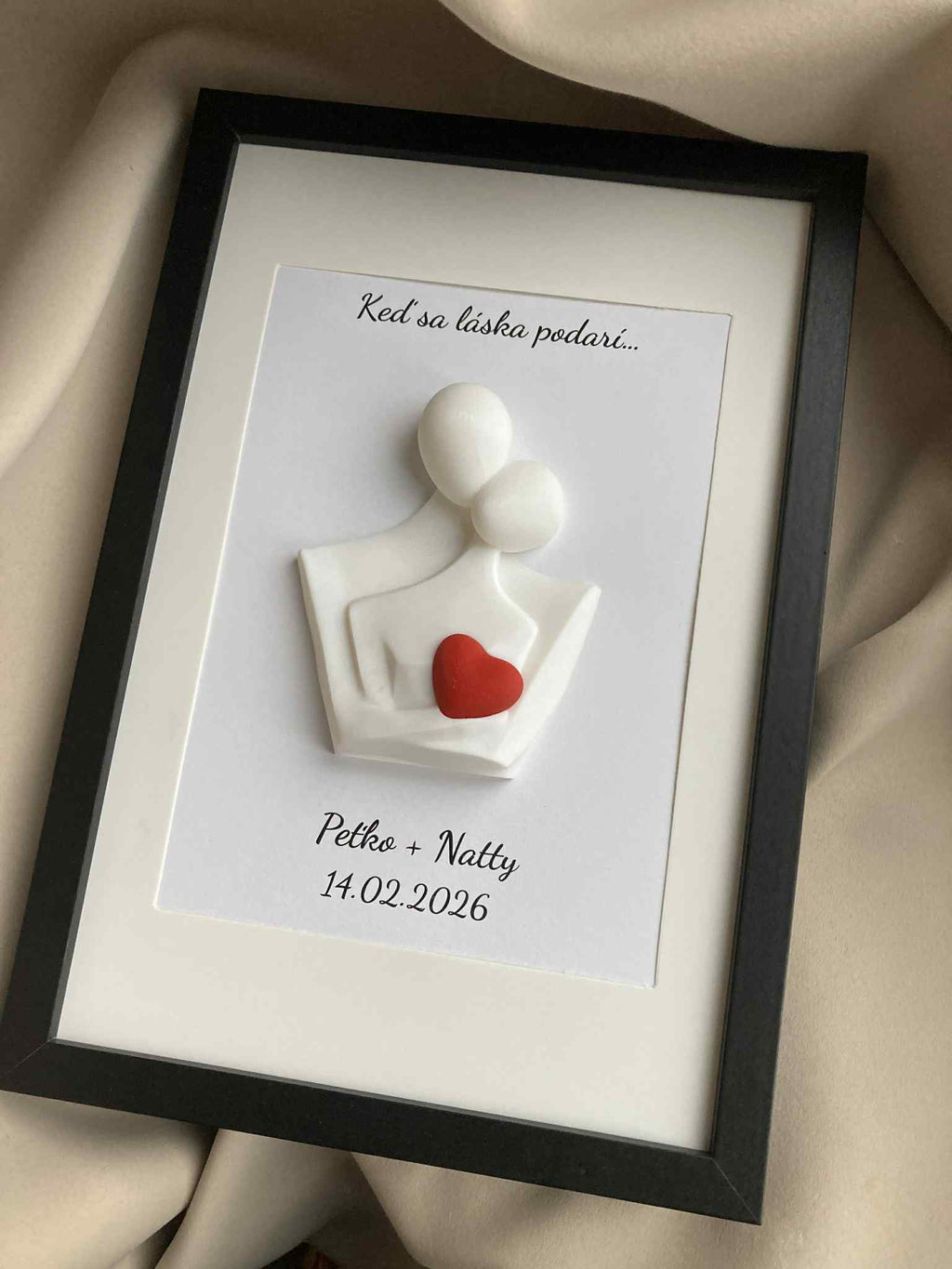 Personalizovaný 3D obraz so srdiečkom | Darček na svadbu, výročie, Valentína | 21×30 cm